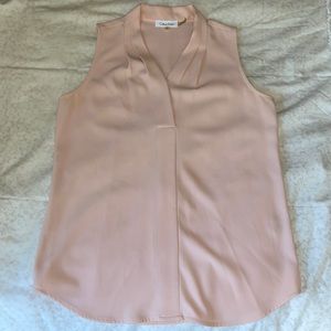 Calvin Klein V Neck Sleeveless Shell Blouse